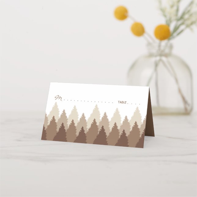Brown Forest Range Woodland Wedding Place Card (Front)