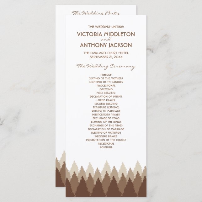 Brown Forest Range Woodland Wedding Program (Front/Back)