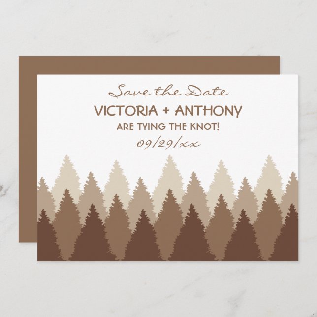 Brown Forest Range Woodland Wedding Save The Date (Front/Back)