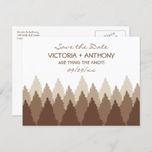Brown Forest Range Woodland Wedding Save The Date Postcard