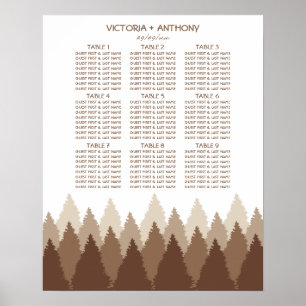 Brown Forest Range Woodland Wedding Seating Chart