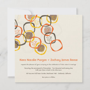 Brown Forest Tree Rings Rustic Autumn Fall Wedding Invitation