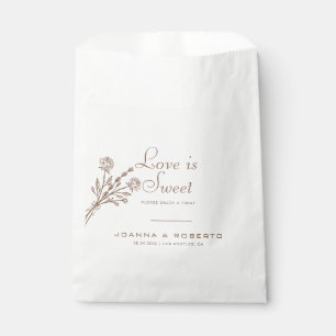 Brown Formal Rose Floral Love is Sweet Wedding Favour Bag