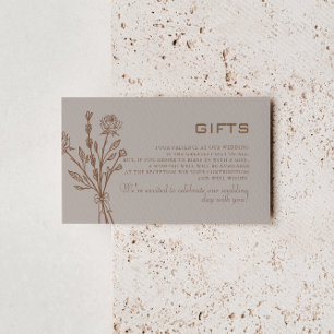 Brown Formal Rose Floral Wedding Gifts  Enclosure Card
