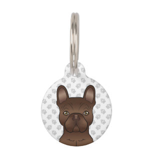 Brown French Bulldog / Frenchie Head & Pet's Info Pet Tag
