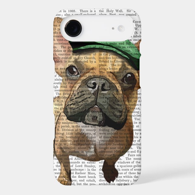 Brown French Bulldog with Green Hat 2 Case-Mate iPhone Case (Back)