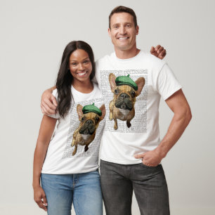 Brown French Bulldog with Green Hat 2 T-Shirt