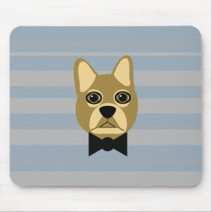 Brown Frenchie Bulldog, Stripes Mouse Pad
