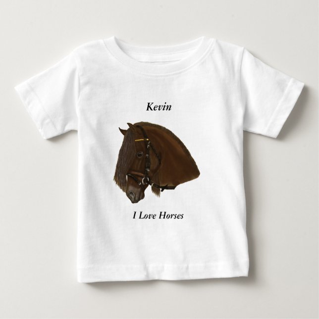 Brown Friesian Draught Horse Baby T-Shirt (Front)
