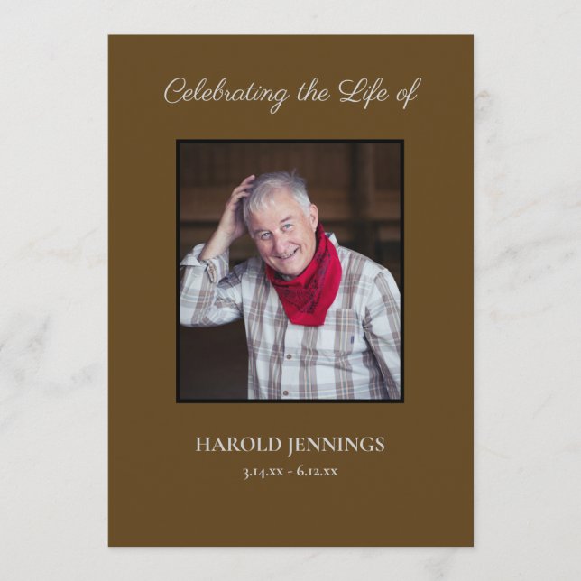 Brown Funeral Program Obituary Order of Service (Front)