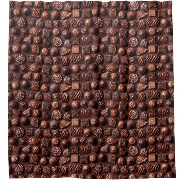 Brown Funny Unique Sweet Chocolate Pattern  Shower Curtain (Front)