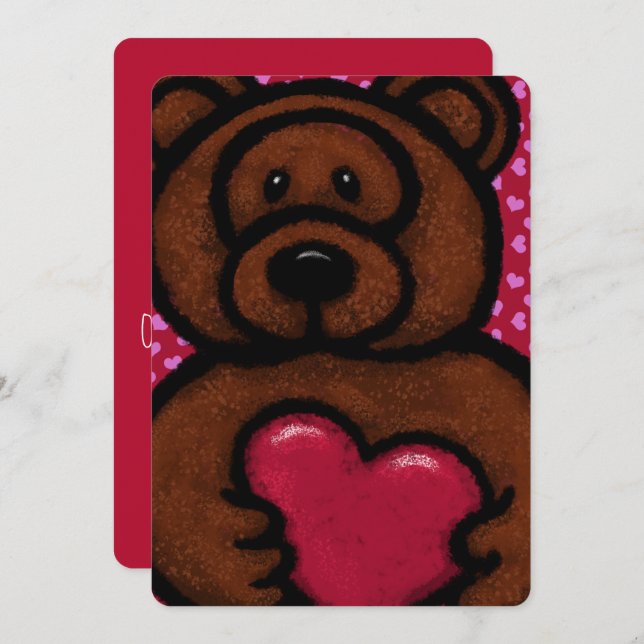 Brown Fuzzy Bear Valentine Heart  (Front/Back)