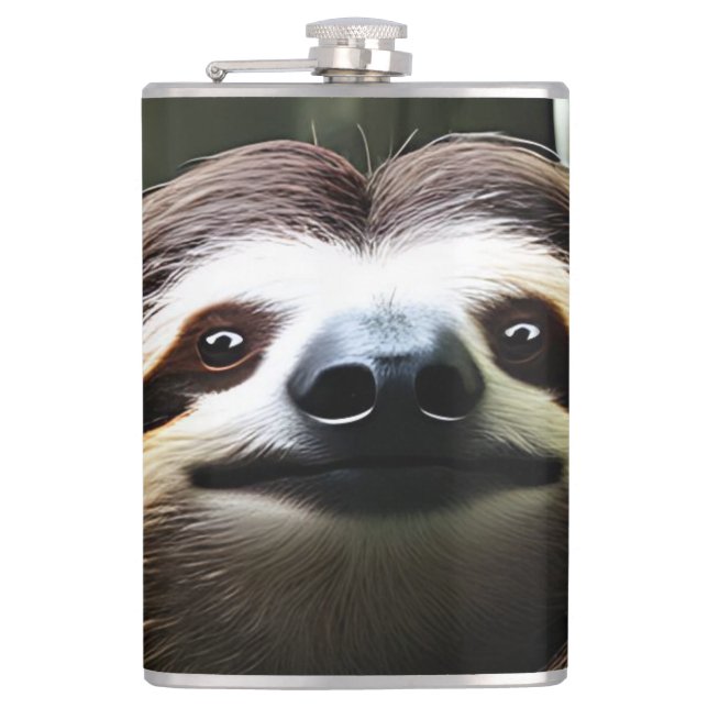 Brown Fuzzy Sloth, Hip Flask (Front)