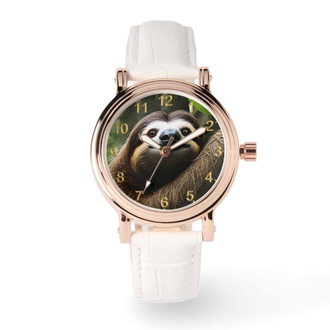 Brown Fuzzy Sloth, ladies Watch (Front)