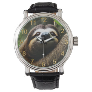 Brown Fuzzy Sloth, Mens Watch