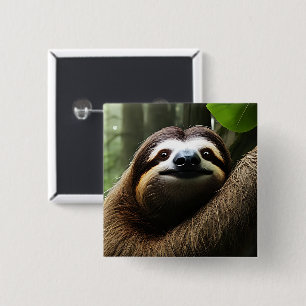Brown Fuzzy Sloth, Photo Block 15 Cm Square Badge