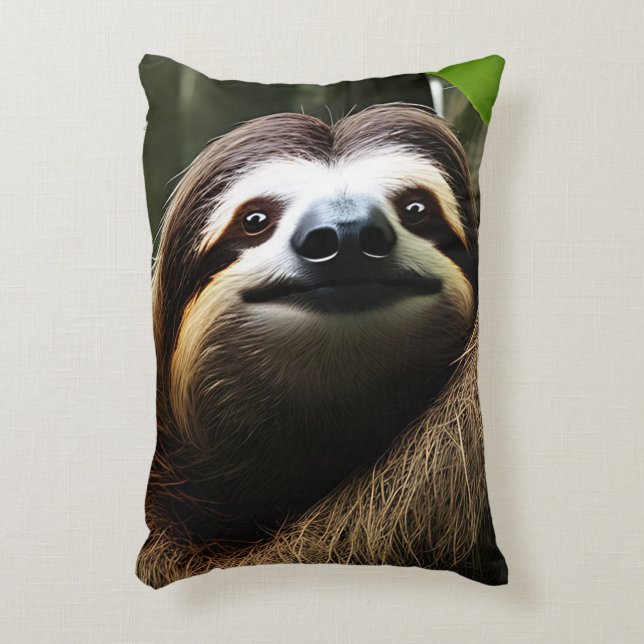 Brown Fuzzy Sloth, Photo Block Decorative Cushion (Front(Vertical))