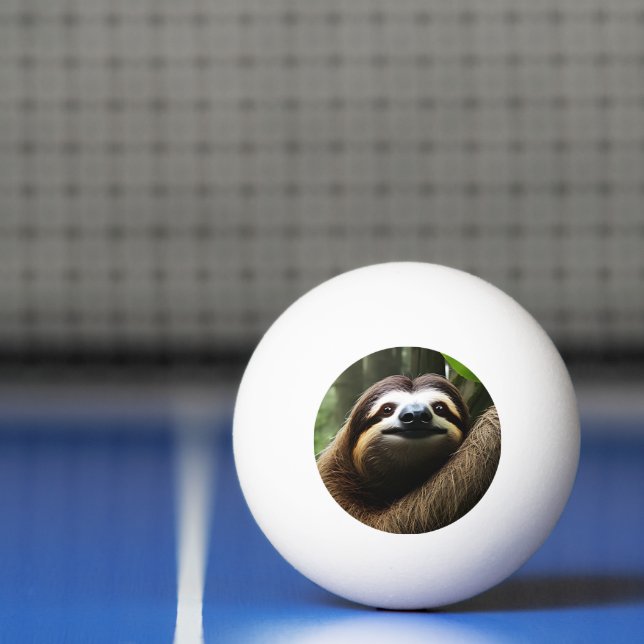 Brown Fuzzy Sloth,  Ping Pong Ball (Net)