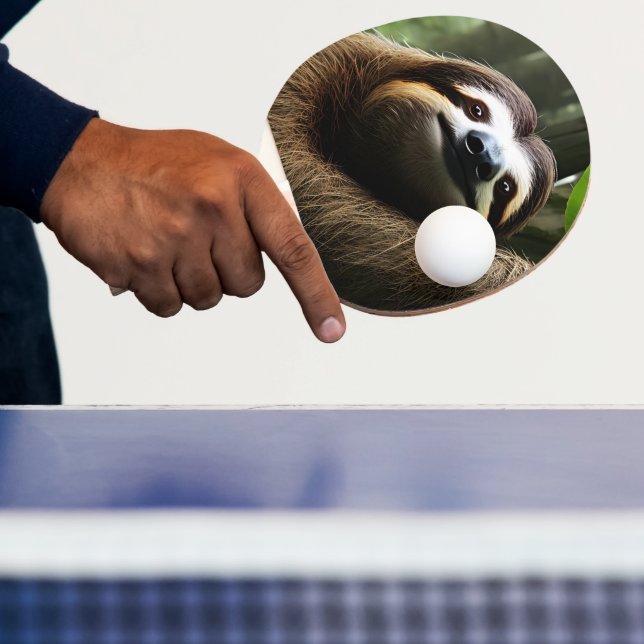 Brown Fuzzy Sloth,  Ping Pong Paddle (Insitu)