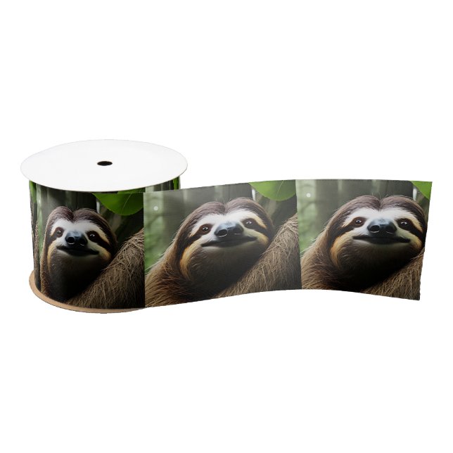 Brown Fuzzy Sloth,  Satin Ribbon (Spool)