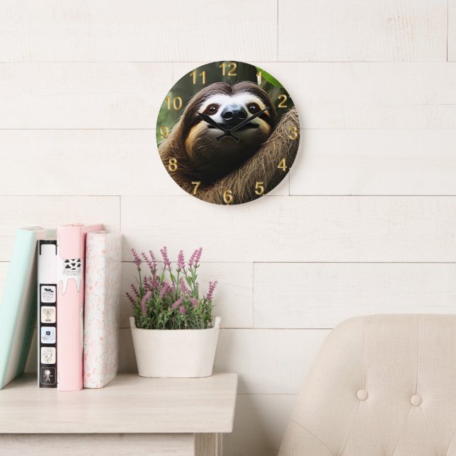 Brown Fuzzy Sloth, Wall Clock (Reading Room)