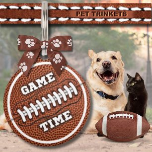 Brown Game Time Football Dog Cat Pet Tag