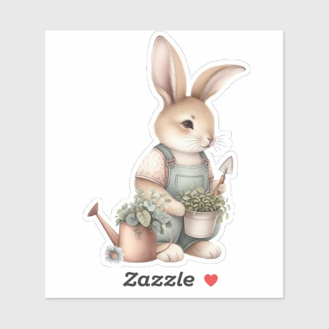 Brown Garden Bunny in Overalls (Sheet)
