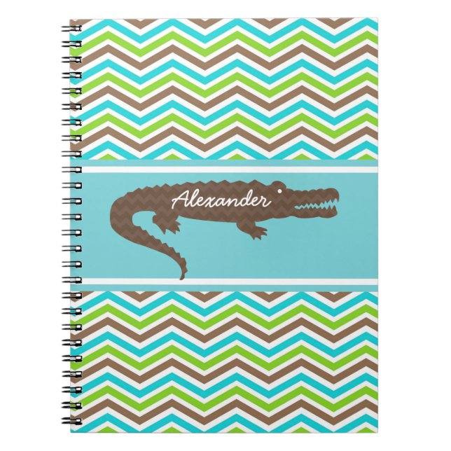 Brown Gator on Chevron Personalised Notebook (Front)