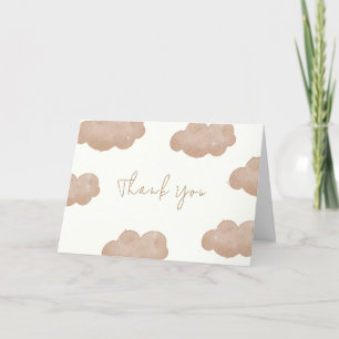 Brown Gender Neutral Boho Clouds Stars Baby Shower Thank You Card