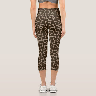 Brown Geometric Capri Leggings