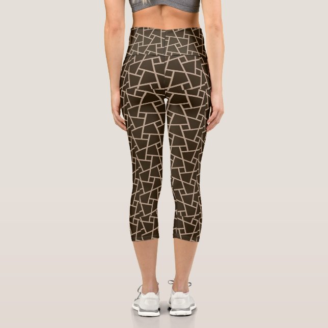 Brown Geometric Capri Leggings (Back)