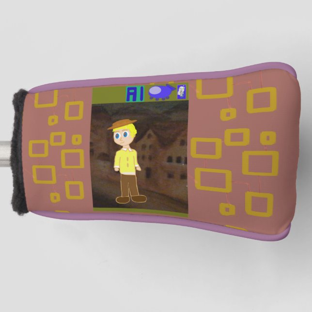 Brown Geometric Cartoon Theme Golf Head Cover (Front)