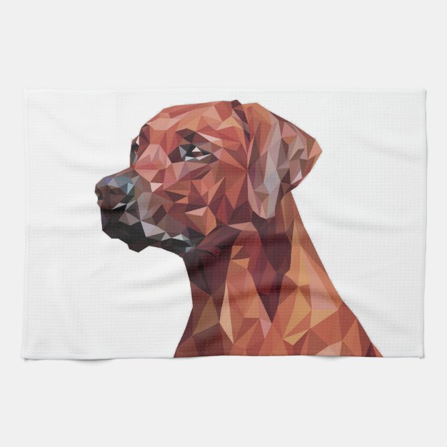 Brown Geometric Dog   Kitchen Towel (Horizontal)