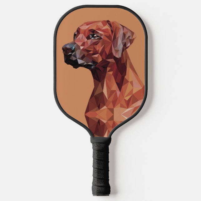 Brown Geometric Dog on Brown Pickleball Paddle (Front)