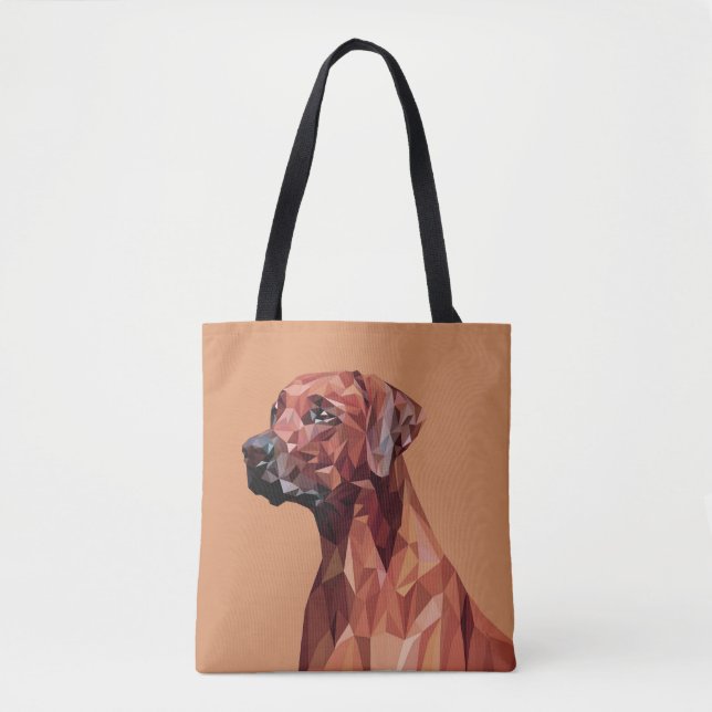 Brown Geometric Dog on Brown Tote Bag (Front)