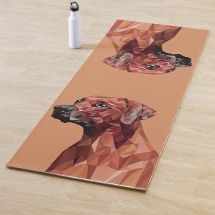 Brown Geometric Dog on Brown Yoga Mat