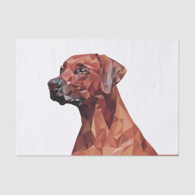 Brown Geometric Dog White Tissue Paper (Front)