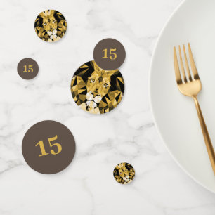 Brown Geometric  Lion Customised Birthday Confetti