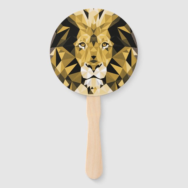Brown Geometric  Lion Hand Fan (Front)