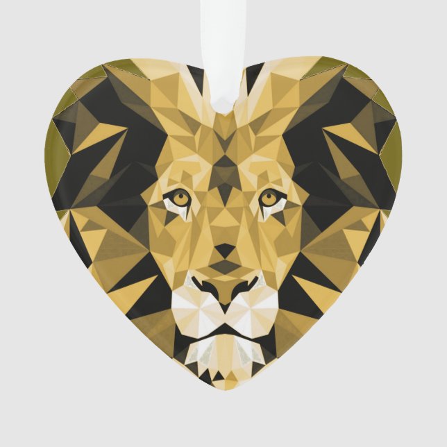 Brown Geometric Lions Head Ornament (Front)
