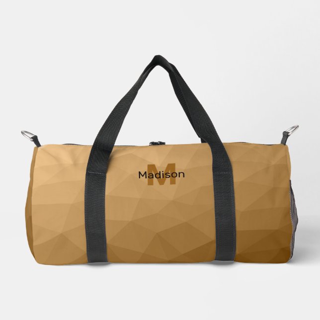 Brown geometric mesh pattern Monogram Duffle Bag (Front)