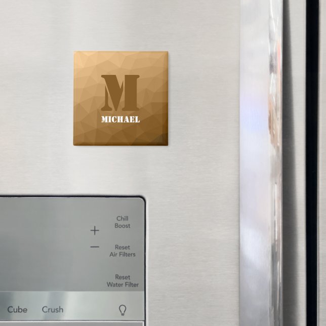 Brown geometric mesh pattern Monogram Magnet (In Situ (Fridge))