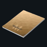 Brown geometric mesh pattern Monogram Notepad<br><div class="desc">Monogram Personalise notepad school office stationery with your custom initial and name. Triangle geometric mesh with light dark brown ombre gradient.</div>