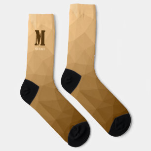 Brown geometric mesh pattern Monogram Socks