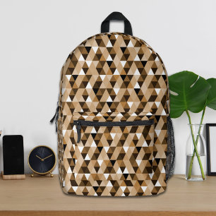 Brown Geometric Pattern Backpack