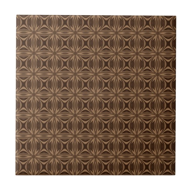 Brown Geometric Pattern Ceramic Tile (Front)