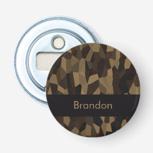 Brown geometric shapes pattern Sticker Bottle Opener