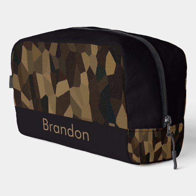 Brown geometric shapes pattern Sticker Dopp Kit (Right Corner)