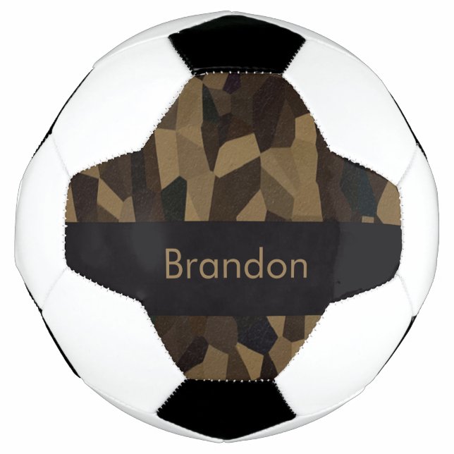 Brown geometric shapes pattern Sticker Soccer Ball (Front)