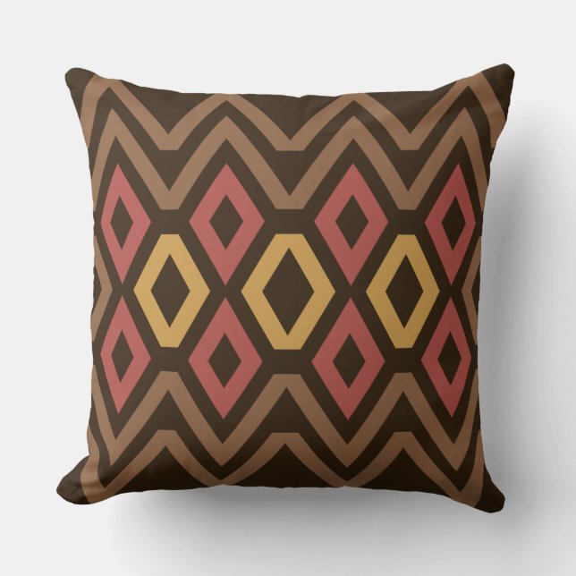 Brown Geometric Throw Pillow (Front)